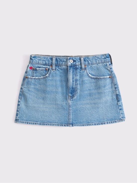 Abercrombie & Fitch Dresses & Skirts - Abercrombie & Fitch Mid Rise Embroidered Denim Mini Skort